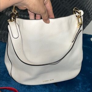 Michael Kors Cream Hobo Bag with Gold Accents